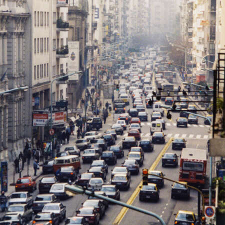<p>A view up one of Buenos Aires' main boulevards, Avenida Callao.</p>