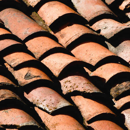 <p>Clay roof tiles on a farm house that likely date from the Ottoman period. They've seen many scorching summers and freezing winters.<br /></p>