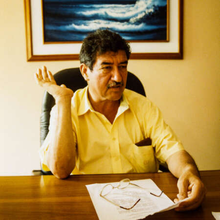 <p>Jorge Bernal was mayor of the rural town of Tame in 2003, when my colleague Garry Leech and I interviewed him about the war engulfing his region. Here he shrugs off a fax from the FARC guerrillas denouncing him as a 'narcoparamilitary'.<br /></p>