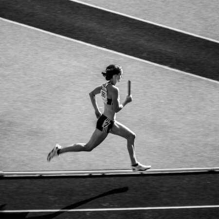 <p>Britain's Nicola Sanders runs the anchor leg of the women's 4x400m final at the 12th IAAF World Championships, at Berlin's Olympiastadion. Initially finishing fourth, the British team was later upgraded to bronze after the Russians were disqualified for doping.<br /></p>