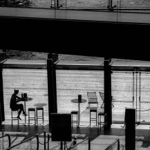 <p>A mobile worker in a modern space, or perhaps someone just relaxing.</p>