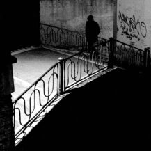 <p>A figure crosses the Ponte de la Balote by night.<br /></p>