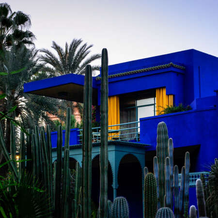<p>Set in a beautiful walled botanic garden, this stunning house was conceived by the French artist Jacques Majorelle in the 1920s. Architecturally, it is a unique combination of local Moorish touches, art deco flourishes, and more than a little of the (then) new school of Modernism. The distinctive blue colour bears Majorelle's name. </p>