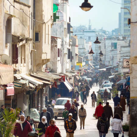 <p>A bustling street in Rabat. </p>