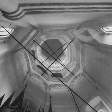 <p>An interior shot of St Basil's Cathedral in Moscow's Red Square, peering up one of the octagonal spires capped by the church's famous onion domes. <br /></p><p>Dating from the mid 16th Century, the structure is a unique oddity – an asymmetric labyrinth of chapels and corridors on the interior, with ten cylindrical domed towers each bearing their own signature style on the exterior – that has long been a symbol of Russia. </p>