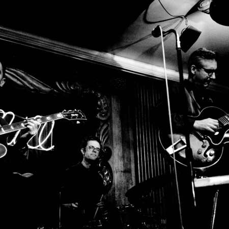 <p>Guitarists Joel Paterson (at right) and Andy Brown with drummer Alex Hall performing at Chicago's legendary Green Mill. <br /></p>
<p>They play a mix of jazz, blues, and pedal-steel guitar pieces just about every Monday night and are well worth catching if you're in town.<br /></p>